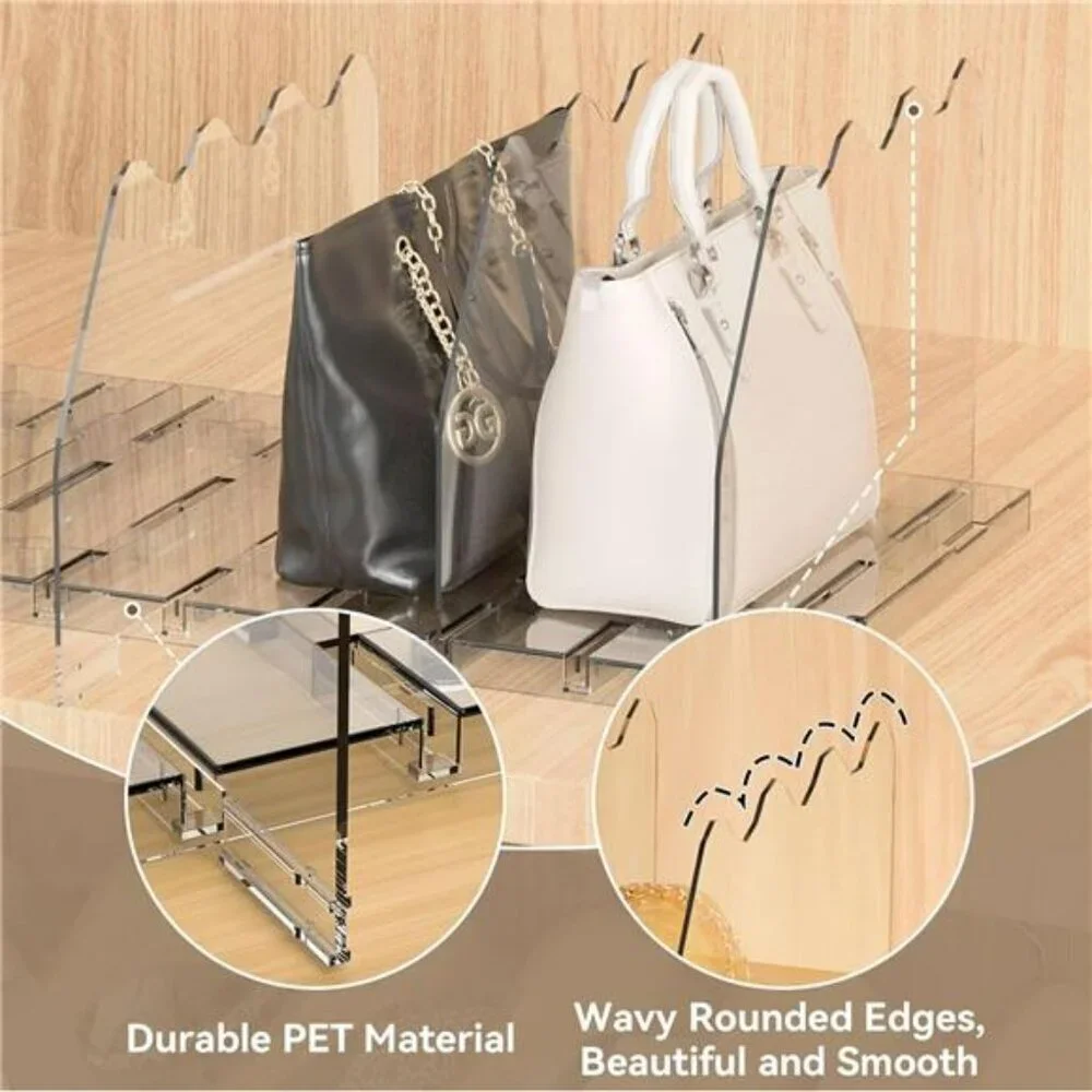 SOYO Clear Purse Organizer Adjustable Acrylic Shelf Divider for Closet Storage